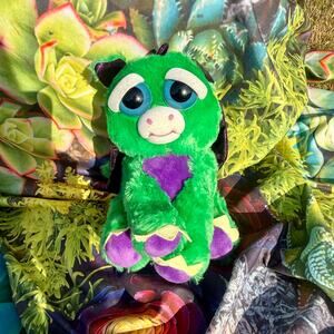 EUC Feisty Pets Fabio Flamefart Black & Green Dragon Plush Toy 2017